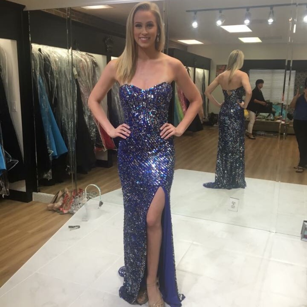 Blue sequin gown